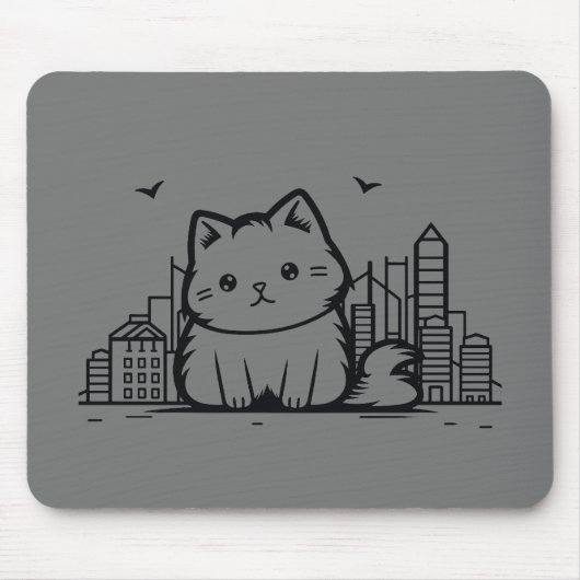猫の街並み毛皮かわいいベクターグラフィック マウスパッド (正面)