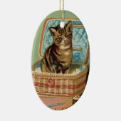 猫の裁縫 セラミックオーナメント (右)