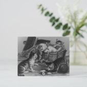 猫の裁縫 ポストカード (スタンド正面)