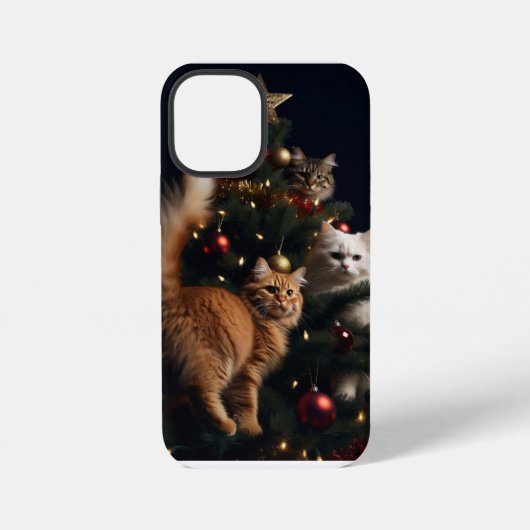 猫の装飾的なツリー、画像、カスタマイズ  iPhoneケース (裏面)