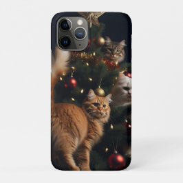 猫の装飾的な木、画像、カスタマイズ  iPhone 11 PROケース