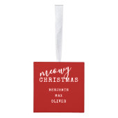 猫の複数の写真メオウィクリスマス素朴 キューブオーナメント (右)