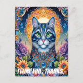 猫の視線 – エメラルドの瞳の猫 ポストカード (正面)