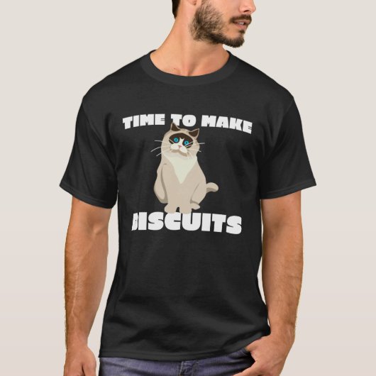 猫の親の時間ですビスケットを作る Tシャツ (正面)
