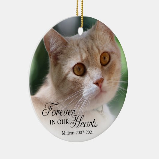 猫の記念写真が永遠にハートクリスマス セラミックオーナメント (右)