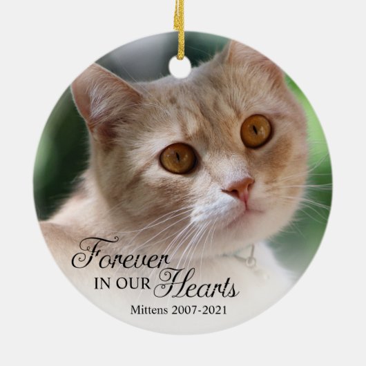 猫の記念写真が永遠にハートクリスマス セラミックオーナメント (裏面)