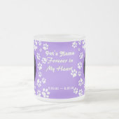 猫の記念写真ポープリント紫 フロストグラスマグカップ (中央)