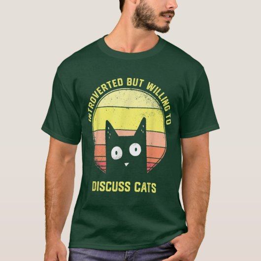 猫の話ならできる内向的な人へのギフト ヴィンテージ Tシャツ (正面)