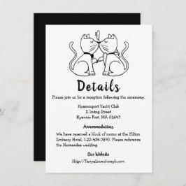 猫の詳細 結婚式 黒 白 かわいい猫 モダン 招待状