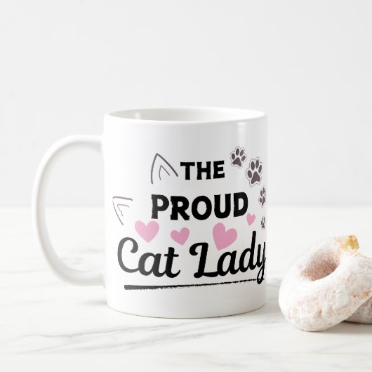 猫の誇りを持ったレディーペットオーナー コーヒーマグカップ (ドーナツ)