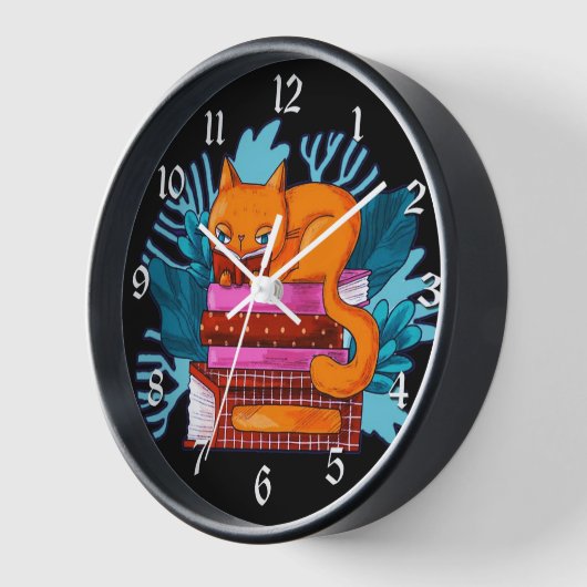 猫の認定図書 壁時計 (傾斜)