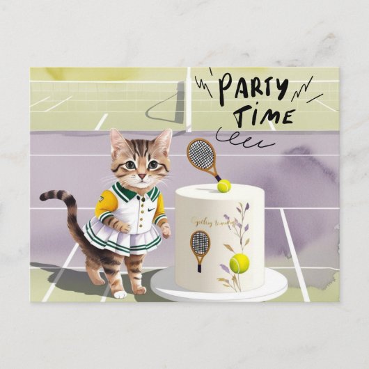 猫の誕生会 インビテーションポストカード (正面)