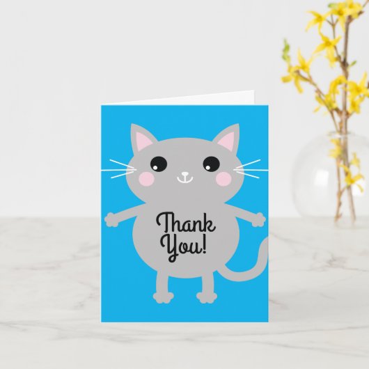 猫の誕生会 カード (黄色い花)