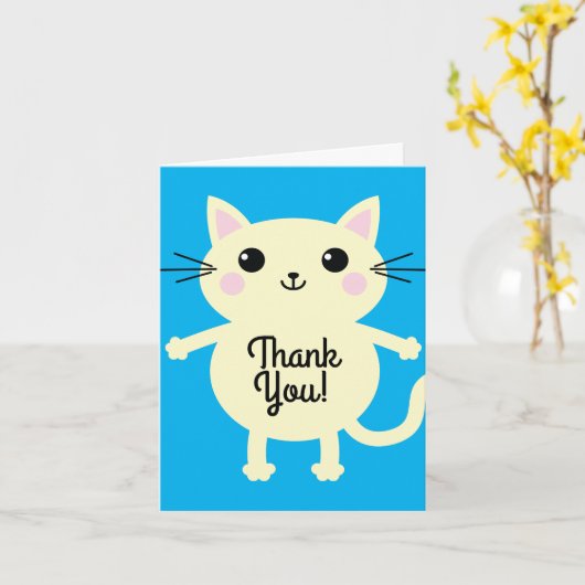 猫の誕生会 カード (黄色い花)