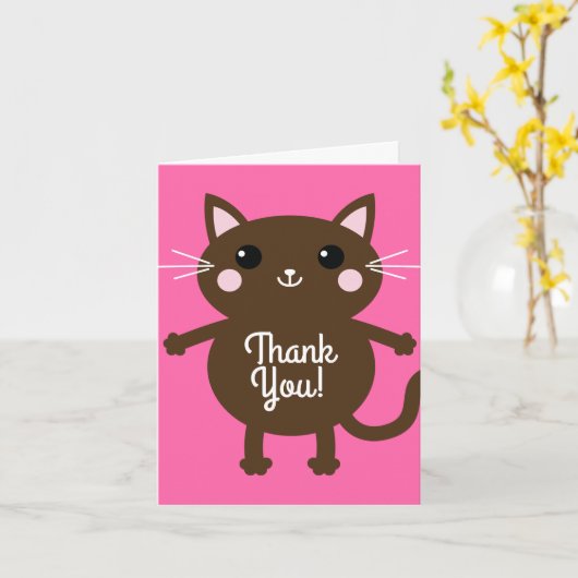 猫の誕生会 カード (黄色い花)