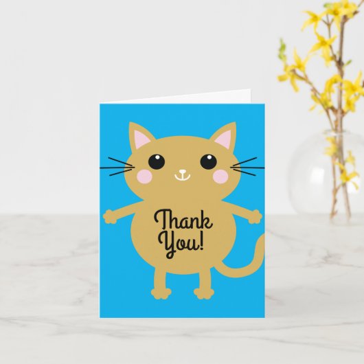 猫の誕生会 カード (黄色い花)