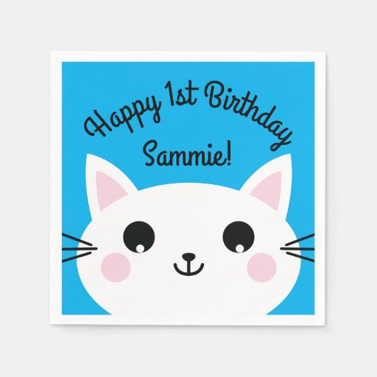 猫の誕生会 スタンダードカクテルナプキン (正面)