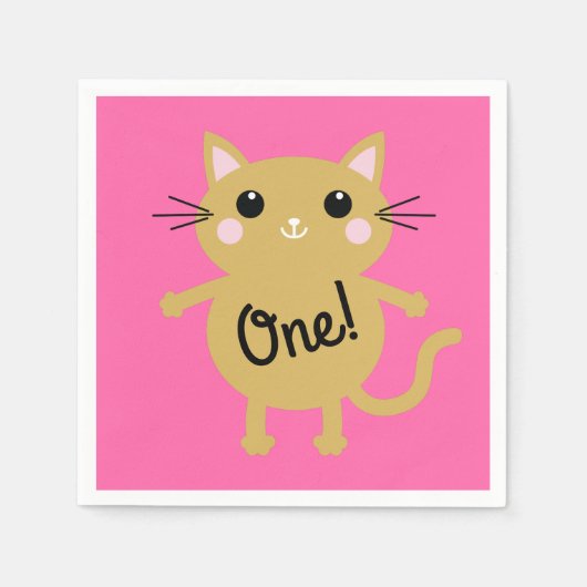 猫の誕生会 スタンダードカクテルナプキン (正面)