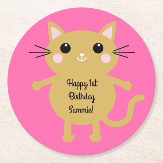 猫の誕生会 ラウンドペーパーコースター (正面)