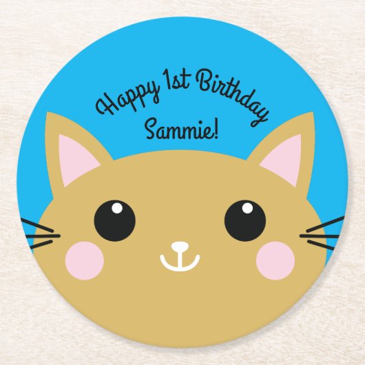 猫の誕生会 ラウンドペーパーコースター (正面)