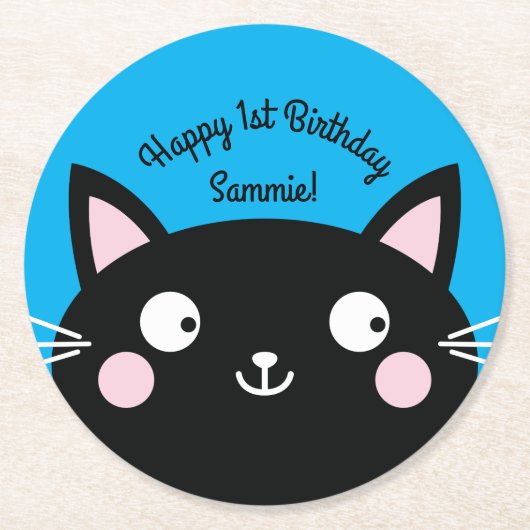 猫の誕生会 ラウンドペーパーコースター (正面)
