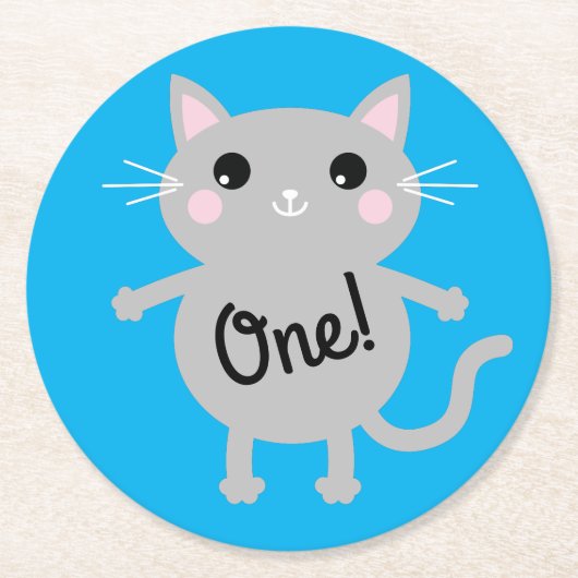 猫の誕生会 ラウンドペーパーコースター (正面)