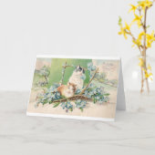 猫の誕生日おめでとう カード (黄色い花)