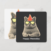 猫の誕生日おめでとう 招待状 (正面/裏面)