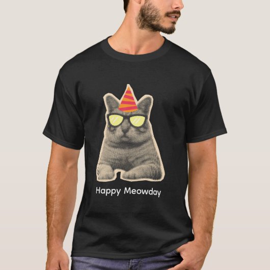猫の誕生日おめでとう Tシャツ (正面)