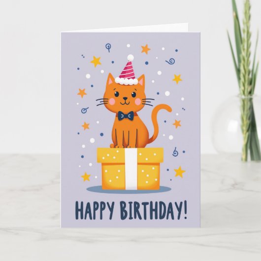 猫の誕生日お祝いカード カード (正面)