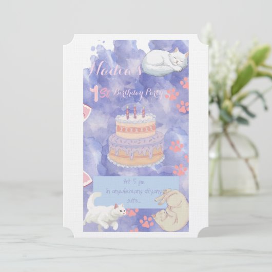猫の誕生日の招待 招待状 (スタンド正面)