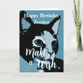 猫の誕生日をお祝いするキュートで芸術的なデザイン カード (正面)