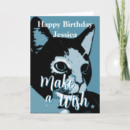 猫の誕生日をお祝いするキュートで芸術的なデザイン カード