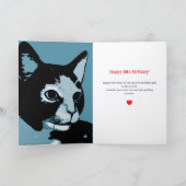 猫の誕生日をお祝いするキュートで芸術的なデザイン カード (内部)