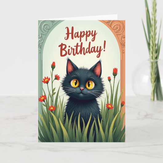 猫の誕生日カード カード (正面)