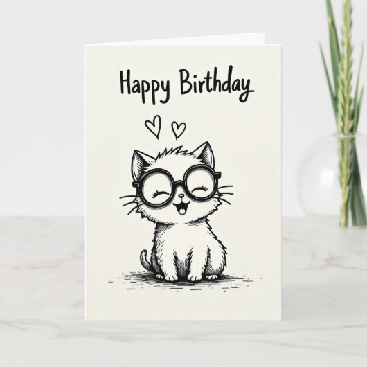 猫の誕生日カード カード (正面)