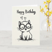 猫の誕生日カード カード (黄色い花)