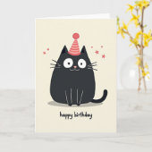 猫の誕生日カード カード (黄色い花)