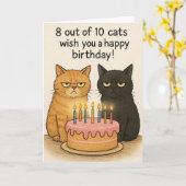 猫の誕生日カード 楽しいお祝いに カード (黄色い花)
