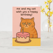 猫の誕生日カード  楽しいデザイン カード (黄色い花)