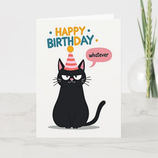 猫の誕生日カード 無関心 カード (正面)