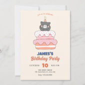 猫の誕生日ケーキ 招待状 (正面)