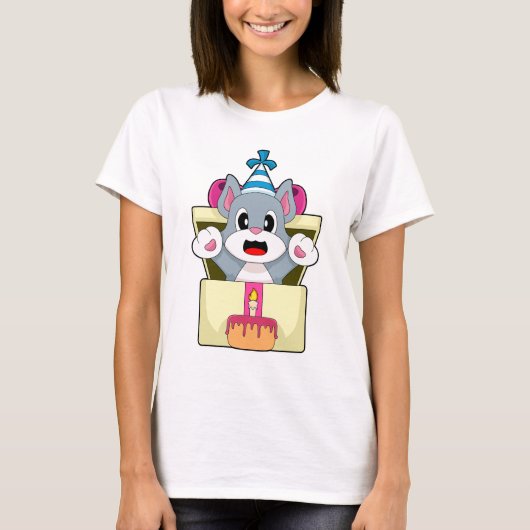 猫の誕生日ケーキ Tシャツ (正面)