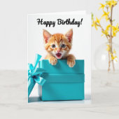猫の誕生日サプライズカード カード (黄色い花)