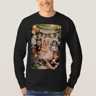猫の誕生日パーティーのテーマ Tシャツ