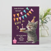 猫の誕生日パーティー子猫お祝い招待状 招待状 (スタンド正面)