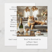 猫の誕生日パーティー招待状カード 招待状 (正面/裏面)