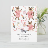 猫の誕生日パーティー招待状カード 招待状 (スタンド正面)