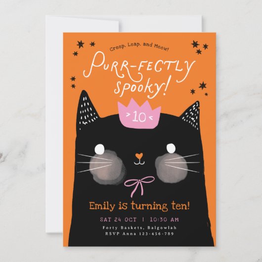 猫の誕生日パーティー招待状 ハロウィンパーティー 招待状 (正面)