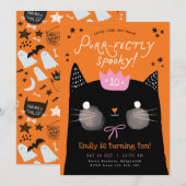 猫の誕生日パーティー招待状 ハロウィンパーティー 招待状 (正面/裏面)